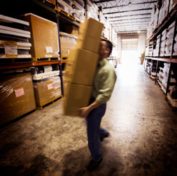 warehouse worker in hot summer conditions